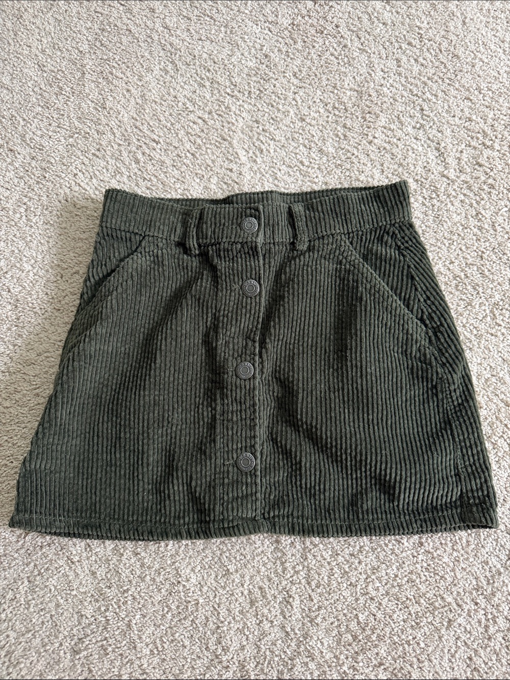 Old Navy Dark Olive Corduroy Button-Front Skirt